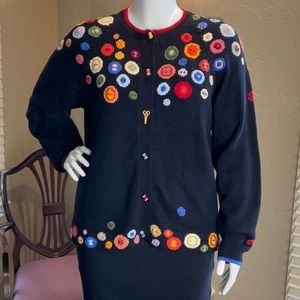 Vintage 90’s Christine Foley Button Front Sweater - Sewing Theme